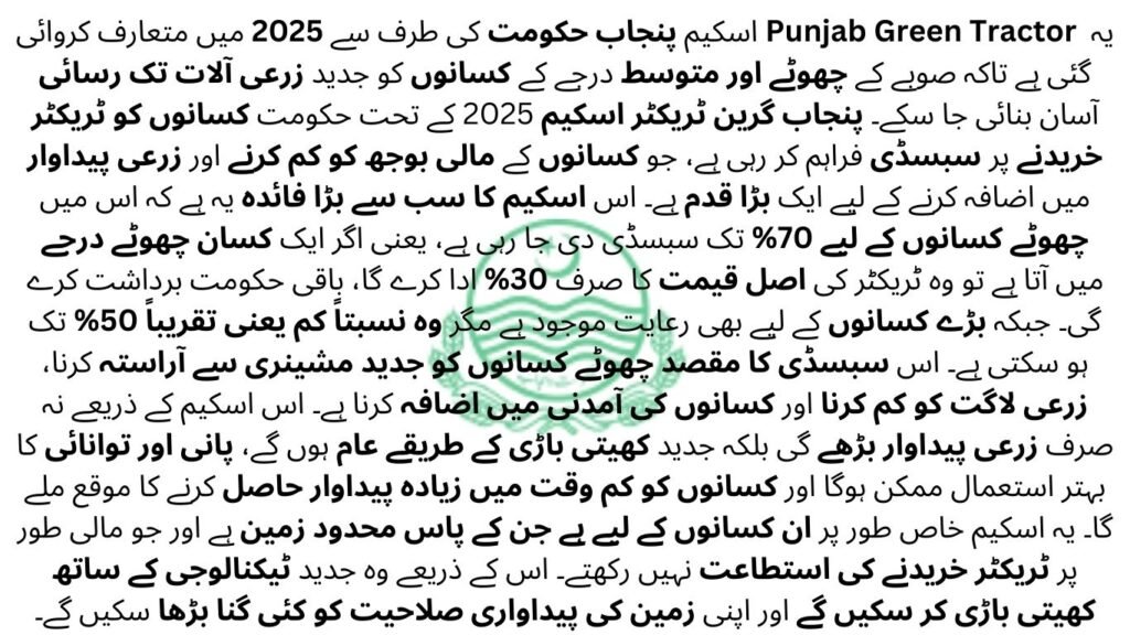 Punjab Green Tractor Scheme 2025 Subsidy